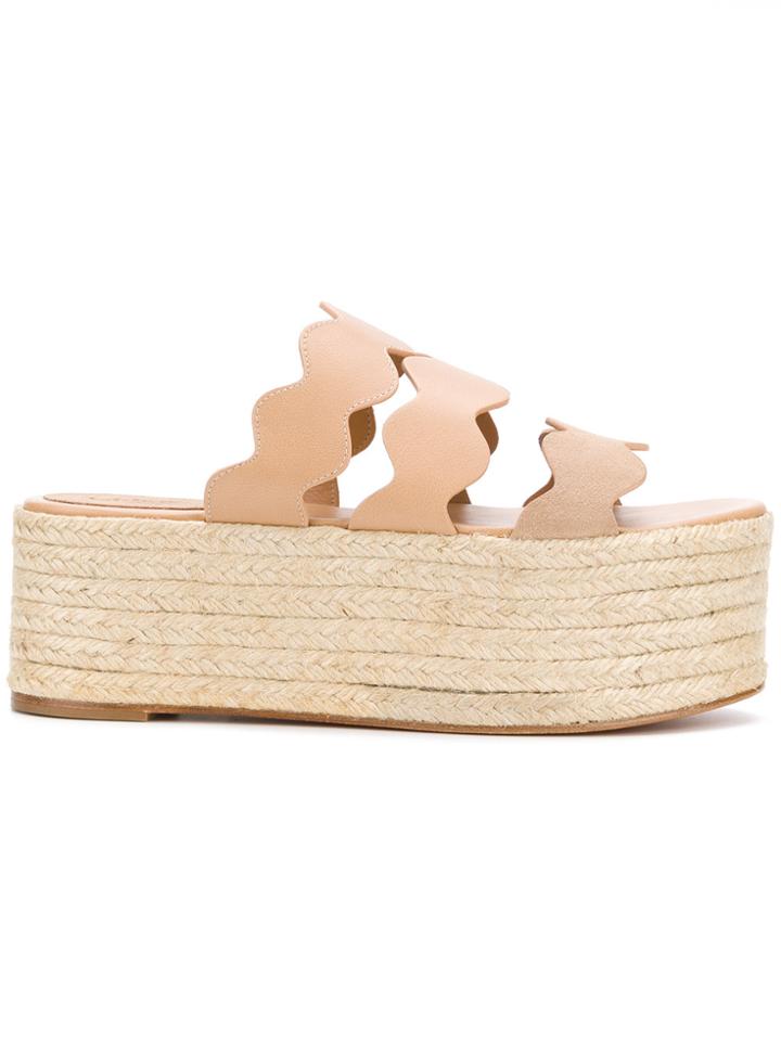 Chloé Lauren Flatform Sandals - Nude & Neutrals