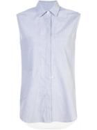 Derek Lam 10 Crosby Pinstripe Sleeveless Shirt, Women's, Size: Large, Blue, Cotton
