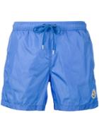 Moncler - Logo Plaque Swimming Trunks - Men - Polyamide/polyester - Xxl, Blue, Polyamide/polyester