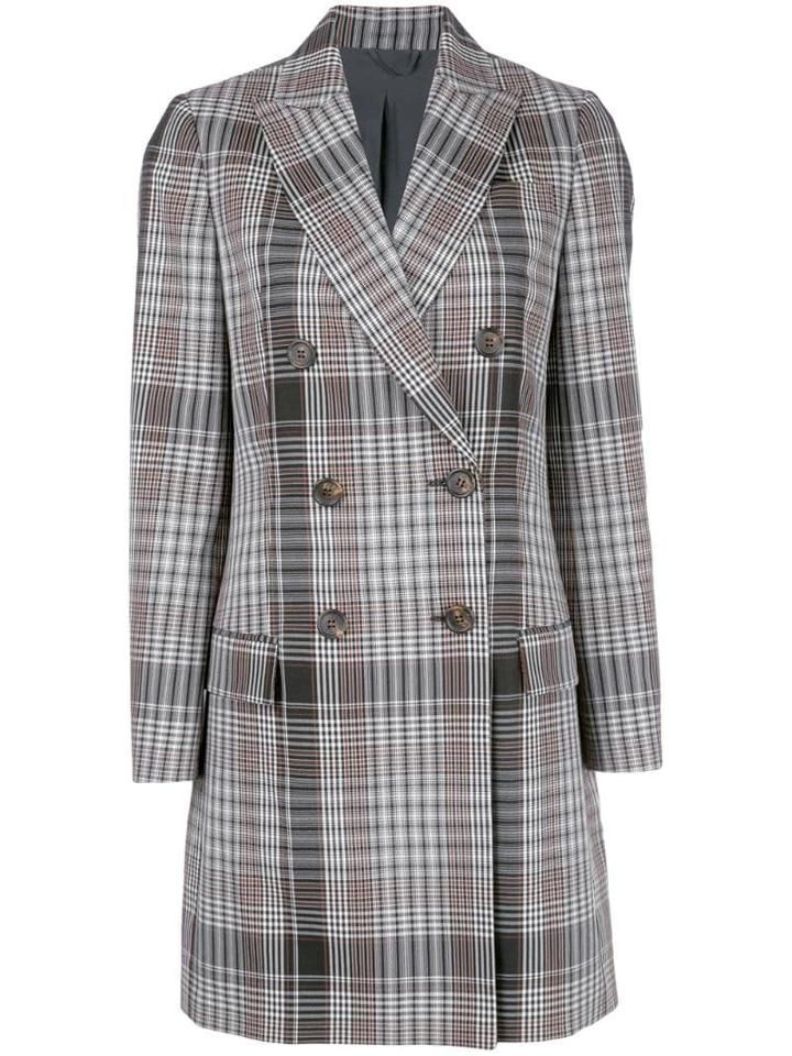 Brunello Cucinelli Plaid Midi Coat - Black