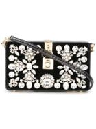 Dolce & Gabbana Dolce Box Clutch, Women's, Black, Leather/velvet/crystal/metal