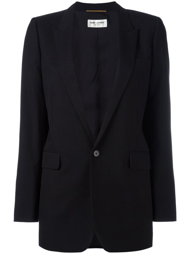 Saint Laurent Classic Long Tube Jacket, Women's, Size: 40, Black, Cotton/wool/silk