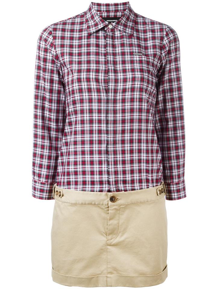 Dsquared2 Checked Shirt Dress, Women's, Size: 36, Red, Cotton/spandex/elastane