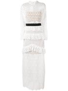 Self-portrait Guipure Lace Floor Length Dress - White