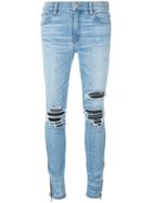 Amiri Distressed Patch Skinny Jeans - Blue