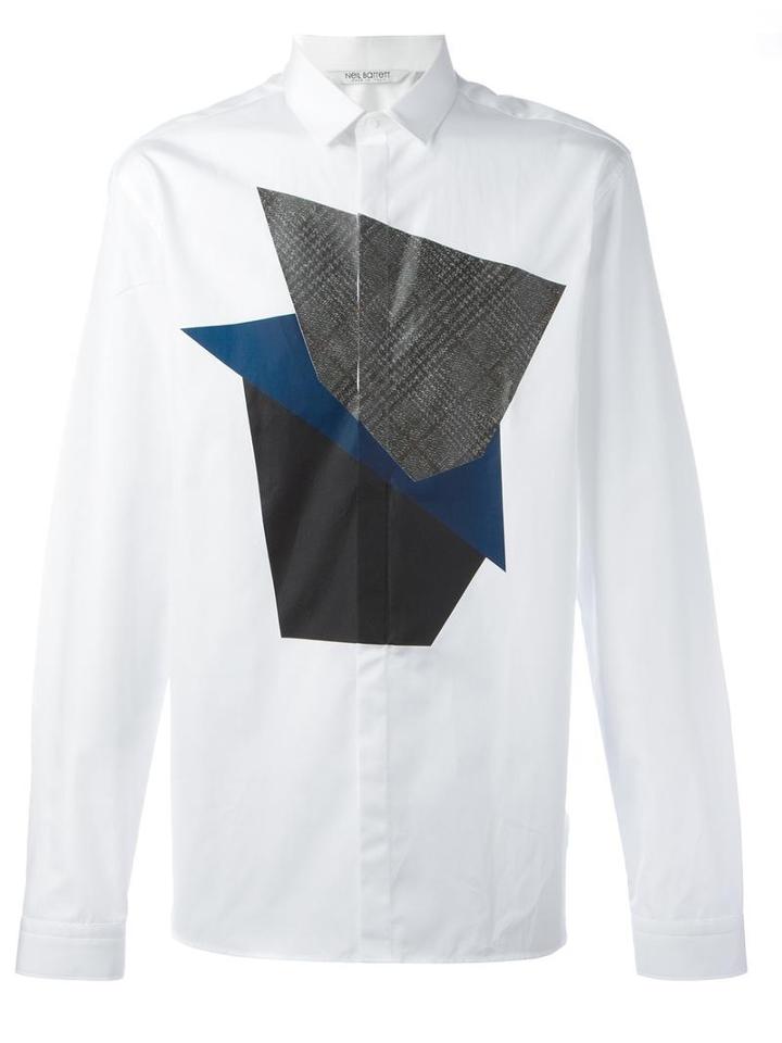Neil Barrett Geometric Pattern Shirt, Men's, Size: 41, White, Cotton
