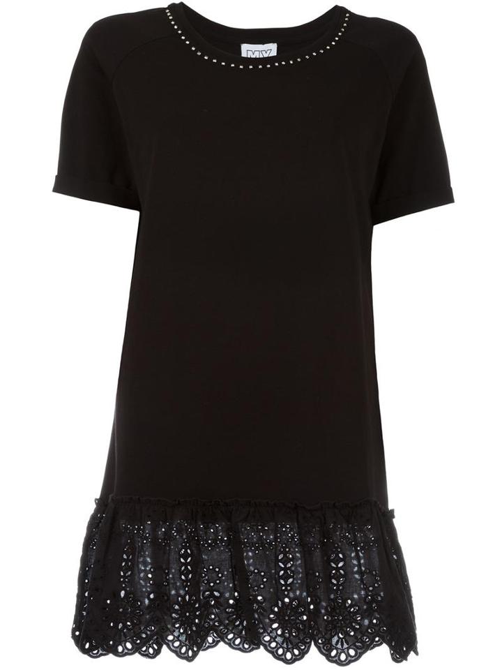 Twin-set Eyelet Lace T-shirt, Women's, Size: Large, Black, Cotton/spandex/elastane/polyester