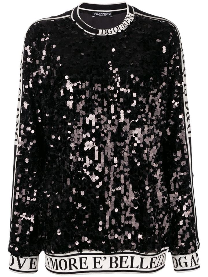 Dolce & Gabbana Sequin Slogan Sweatshirt - Black