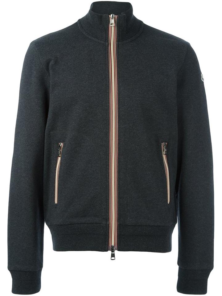 Moncler Zip-up Sweatshirt, Men's, Size: Large, Grey, Cotton