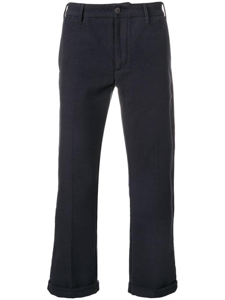 Fortela Cropped Straight Leg Trousers - Blue