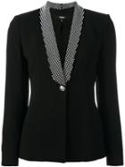 Versus Checked Shawl Lapel Blazer, Women's, Size: 38, Black, Acetate/viscose/spandex/elastane