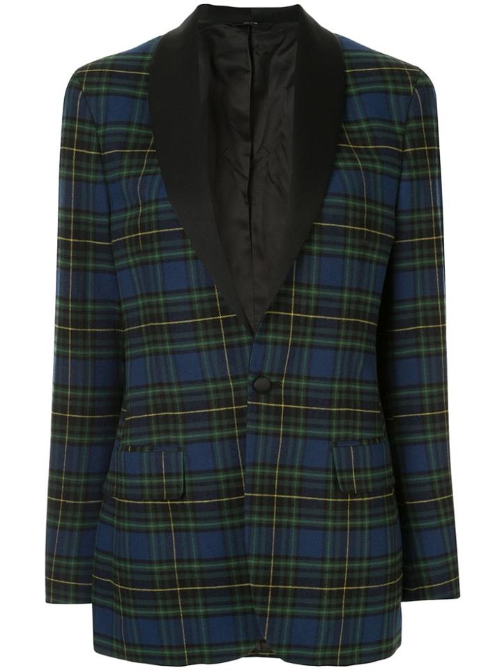 R13 Plaid Fitted Blazer - Blue