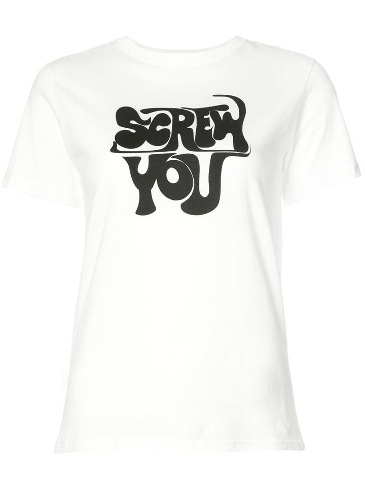 Alexa Chung - Slogan Printed T-shirt - Women - Cotton - 36, White, Cotton