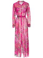 Amir Slama Rose Print Cover-up - Pink & Purple