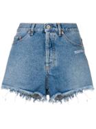 Off-white Distressed Denim Shorts - Blue