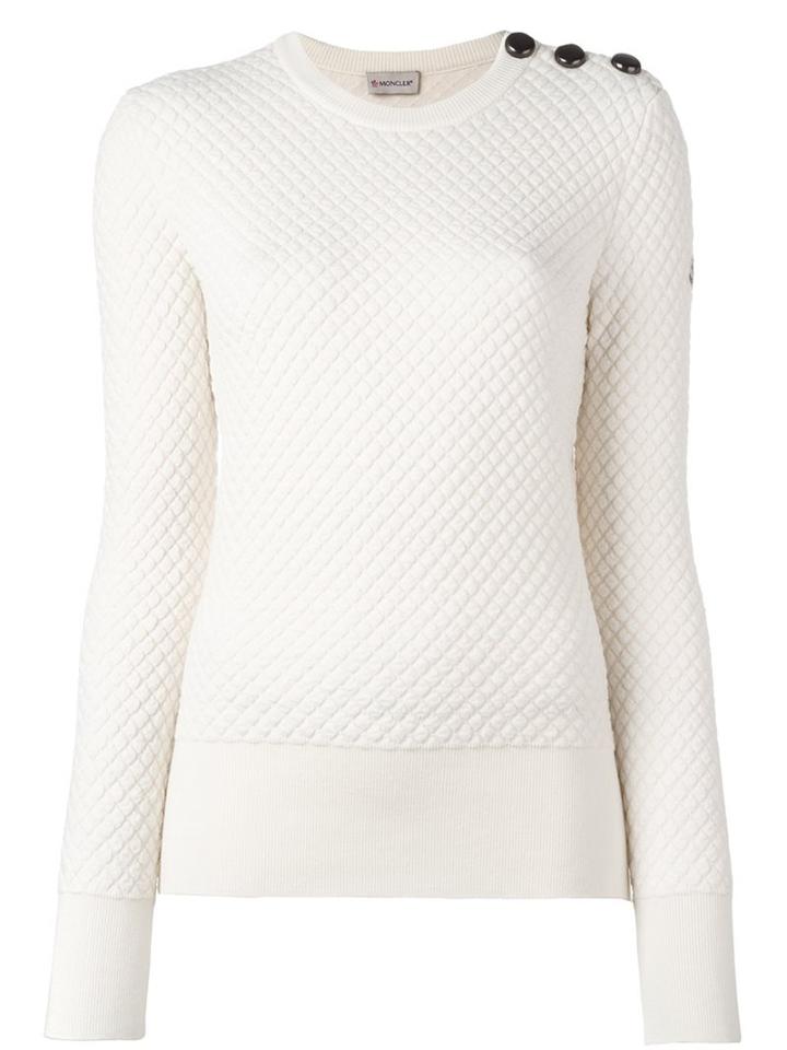Moncler Quilted Long Sleeve Sweater, Women's, Size: Xs, White, Polyamide/polyester/viscose/virgin Wool