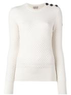 Moncler Quilted Long Sleeve Sweater, Women's, Size: Xs, White, Polyamide/polyester/viscose/virgin Wool