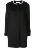 Blugirl Embellished Neck Midi Coat - Black
