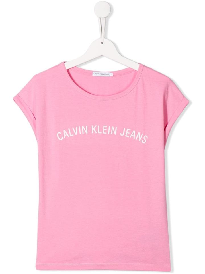 Calvin Klein Kids Logo Round Neck T-shirt - Pink