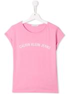Calvin Klein Kids Logo Round Neck T-shirt - Pink