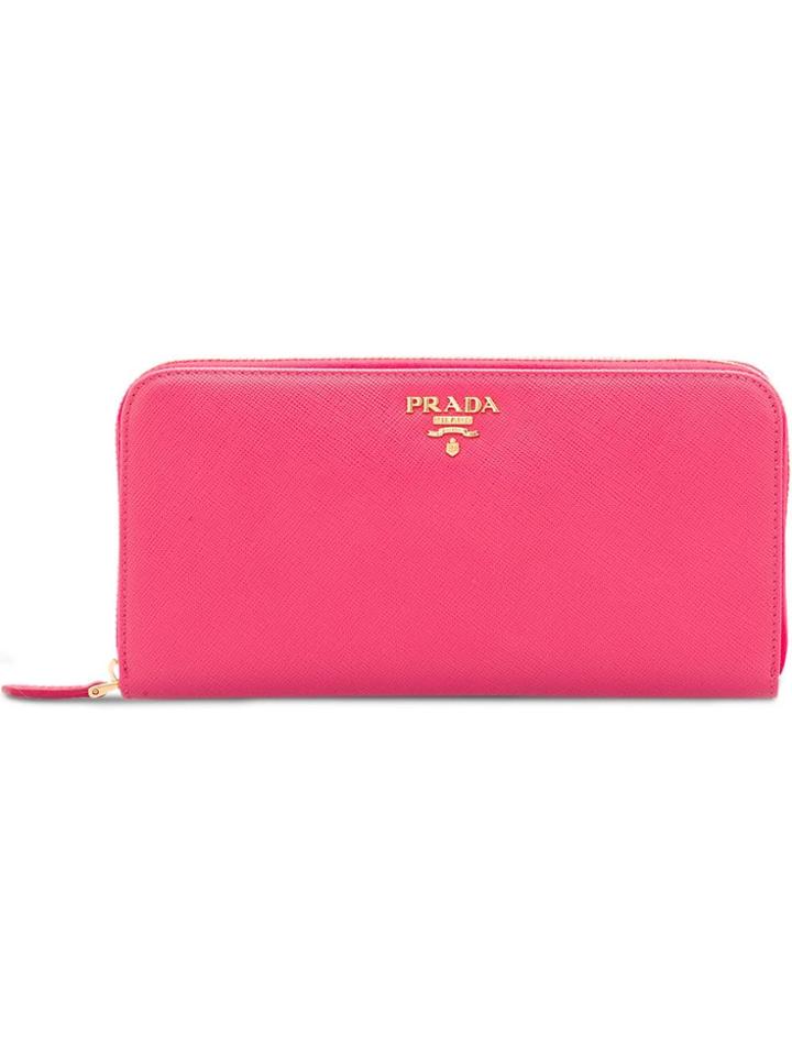 Prada Logo Continental Wallet - Pink