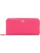 Prada Logo Continental Wallet - Pink
