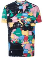 Love Moschino Map Print T-shirt, Men's, Size: L, Black, Cotton