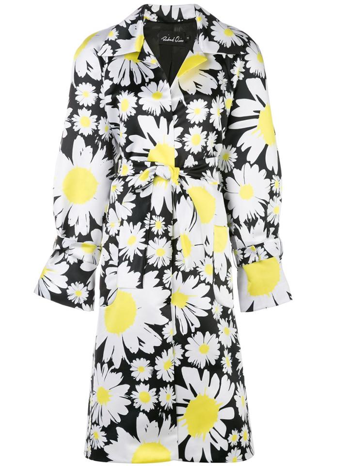 Richard Quinn Floral-print Belted Trenchcoat - White