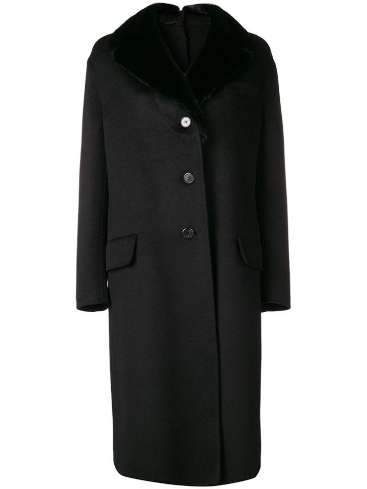 Prada Mink Fur Collar Coat - Black