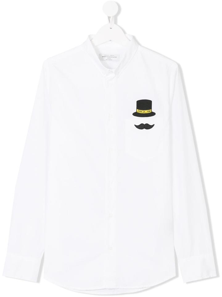 John Galliano Kids Teen Logo Patch Shirt - White
