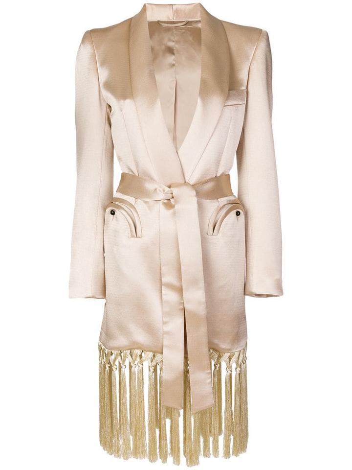 Blazé Milano Fringed Trench Coat - Neutrals