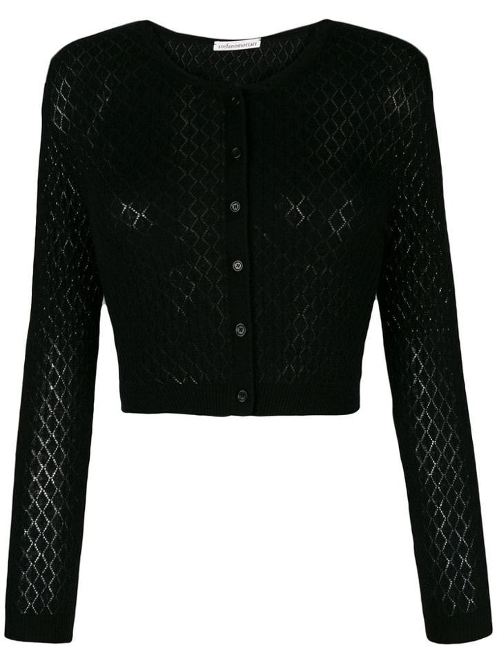 Stefano Mortari Fine Knit Cropped Cardigan - Black