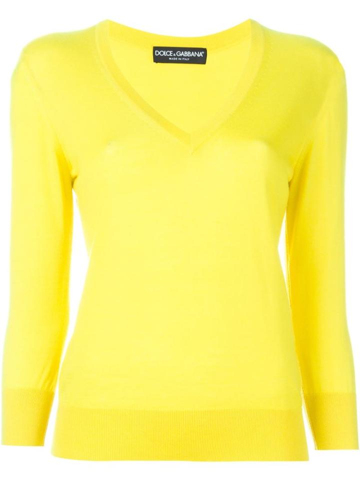 Dolce & Gabbana Ribbed V-neck Sweater