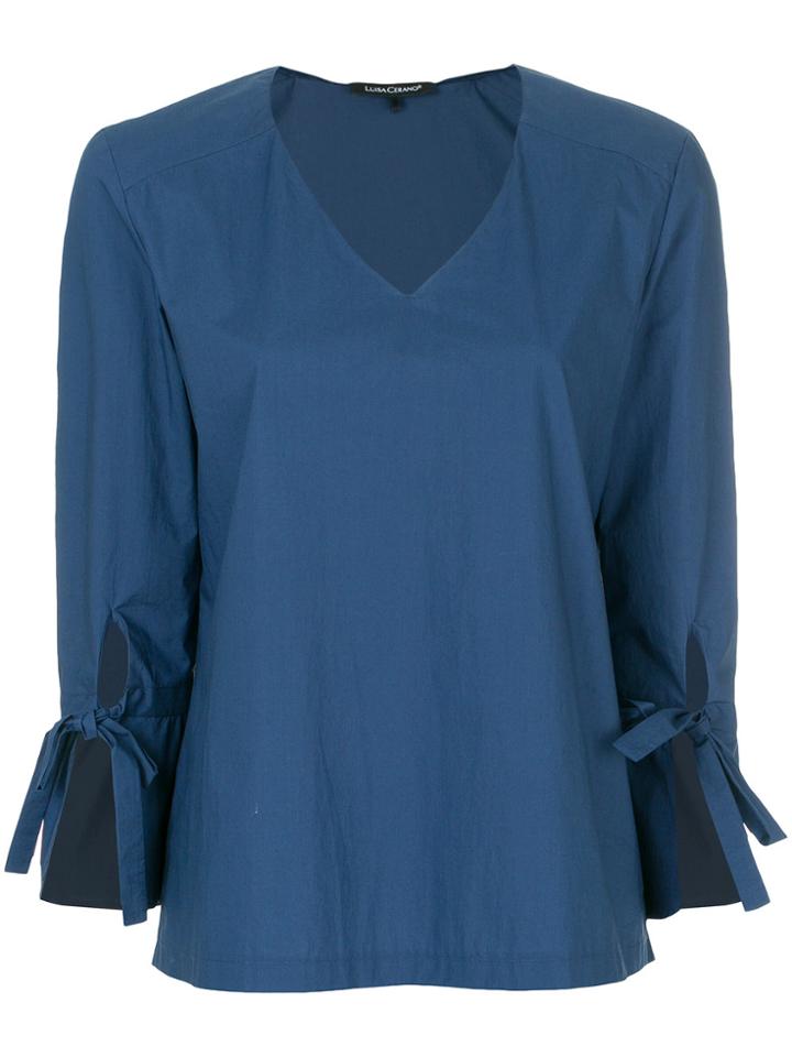 Luisa Cerano V Neck Top - Blue