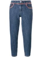 Miu Miu Crochet-trimmed Jeans, Women's, Size: 27, Blue, Cotton/polyester