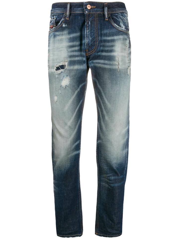 Diesel Low-rise Distressed Jeans - Blue