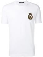 Dolce & Gabbana Bee & Crown Patch T-shirt, Men's, Size: 46, White, Cotton/brass/viscose/silk