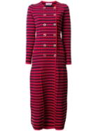Sonia Rykiel Striped Long Coat, Women's, Size: Medium, Red, Polyester/cashmere/virgin Wool