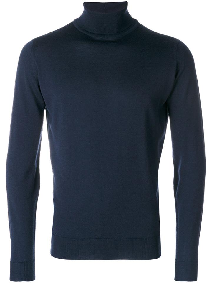 John Smedley Roll Neck Jumper - Blue