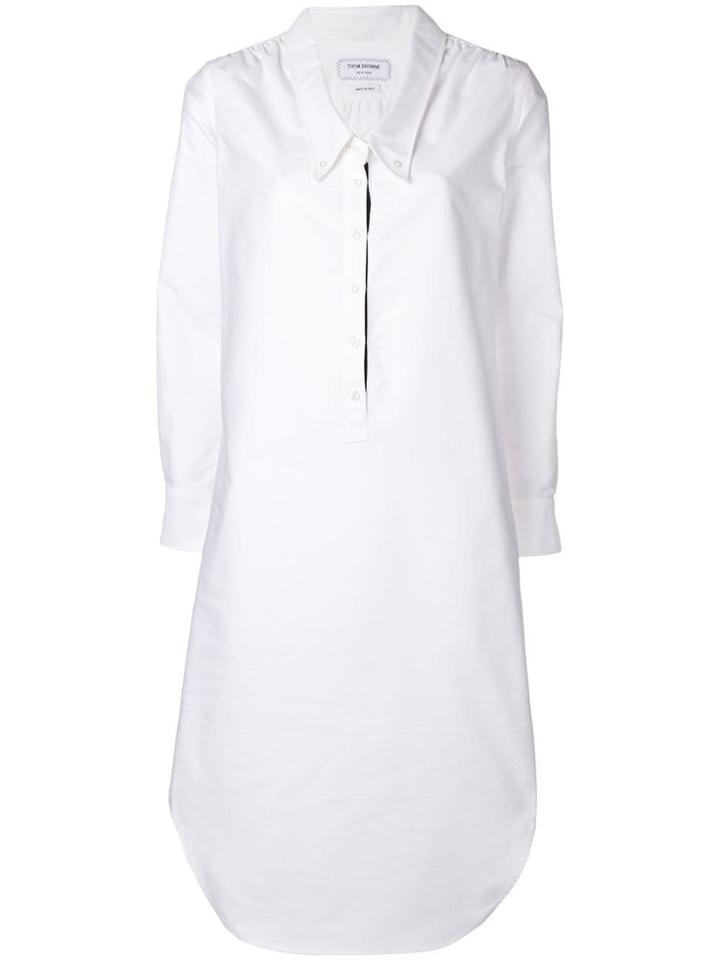 Thom Browne Drop Collar Oxford Shirtdress - White