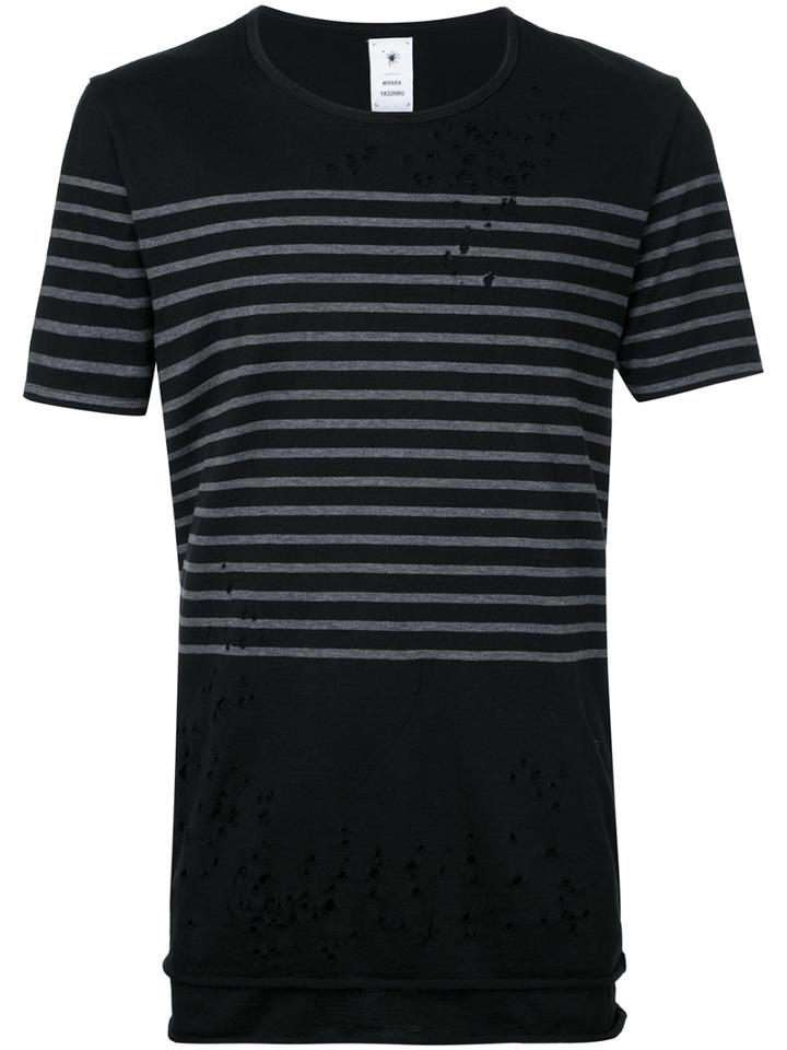 Maison Mihara Yasuhiro Striped T-shirt, Men's, Size: 44, Black, Cotton