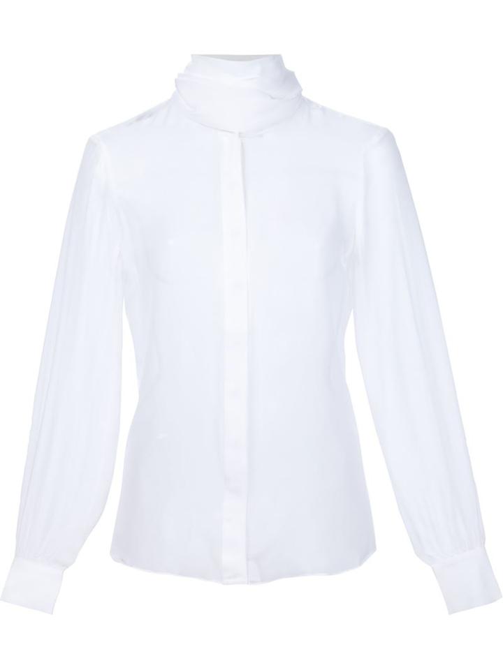 Thomas Wylde Bow Collar Catmint Blouse, Women's, Size: S, White, Silk
