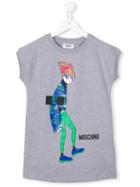 Moschino Kids Girl Print T-shirt Dress, Size: 12 Yrs, Grey