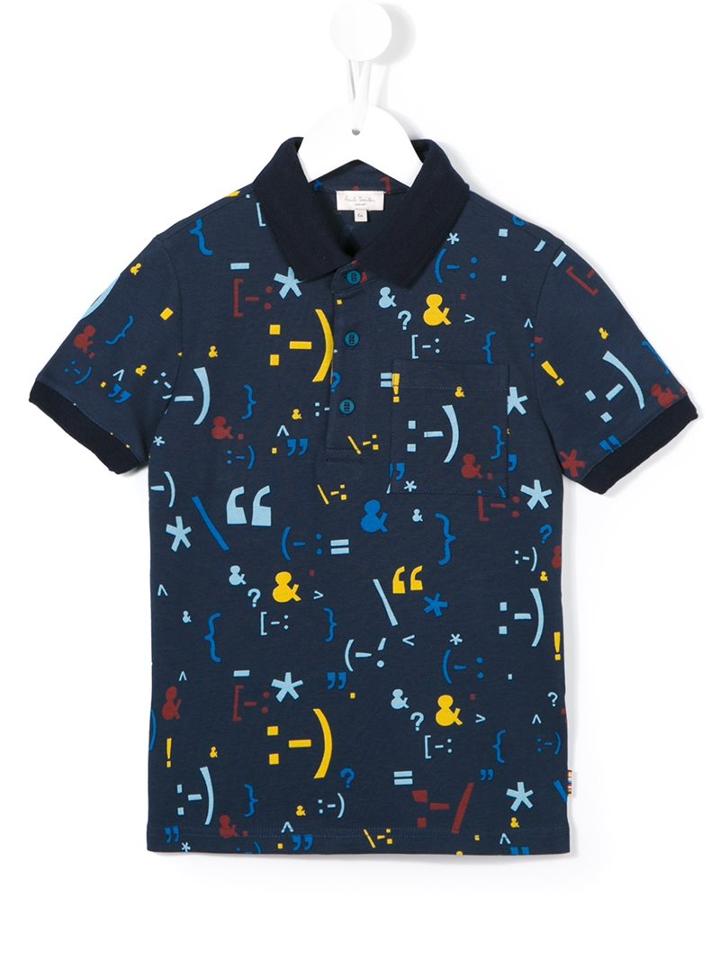 Paul Smith Junior Symbols Print Polo Shirt, Boy's, Size: 10 Yrs, Blue