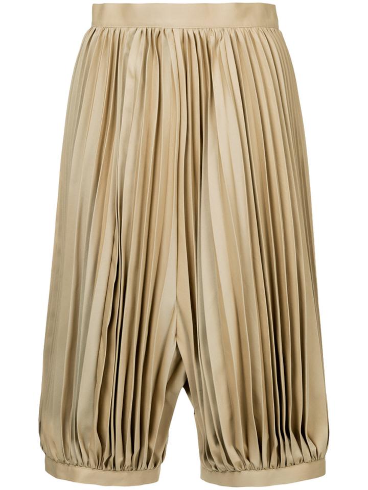 Junya Watanabe Pleated Cropped Wide Leg Trousers - Nude & Neutrals