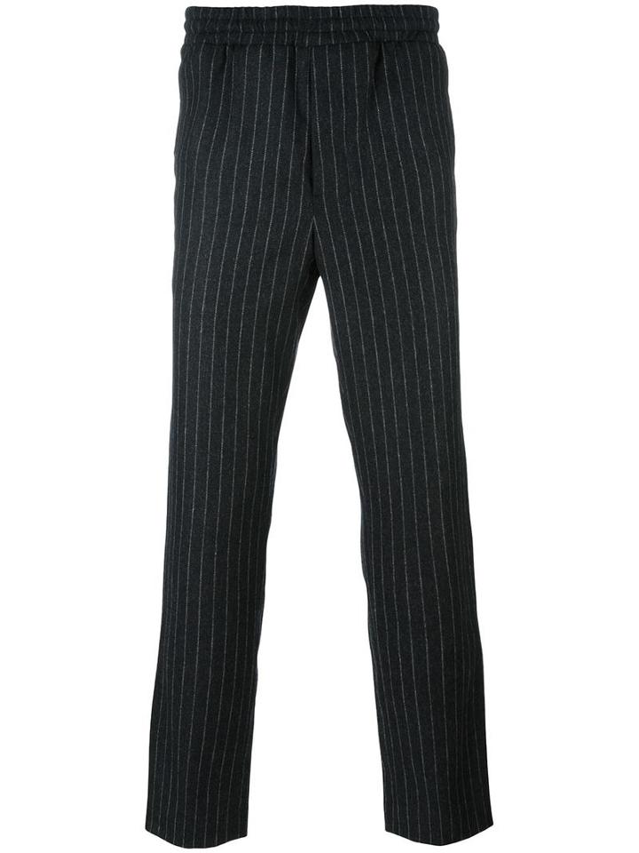 Ami Alexandre Mattiussi Pinstripe Trousers, Men's, Size: 38, Grey, Wool/polyamide/polyester