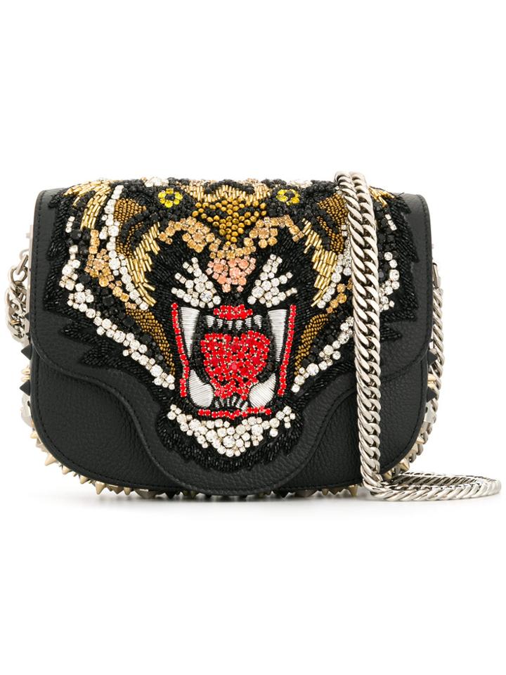 Philipp Plein Embellished Lion Shoulder Bag - Black