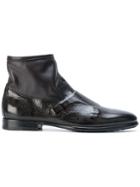 Santoni Bi-materal Leather Ankle Boots - Brown