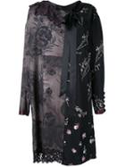 Marc Jacobs Floral Patchwork Shift Dress, Women's, Size: 6, Black, Rayon