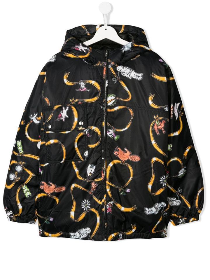 Marni Kids Teen Charms Print Hooded Jacket - Black